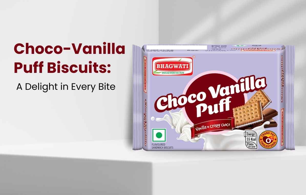 Choco-Vanilla Puff Biscuits: A Delightful Treat by Bhagwati Foods